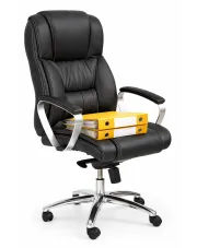 Czarny skórzany fotel prezesa - Kroton w sklepie Edinos.pl
