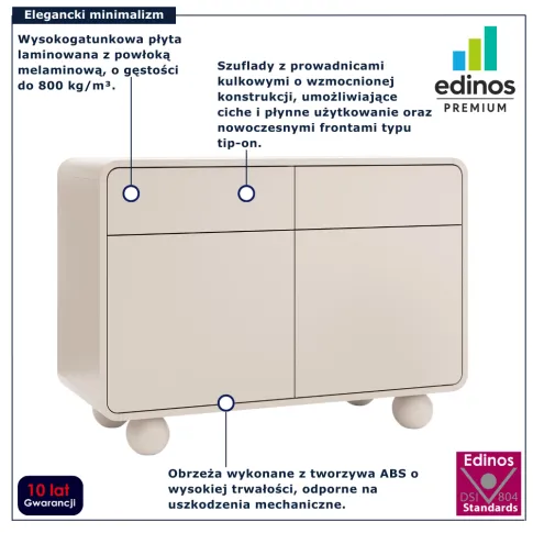 Kaszmirowa komoda na kulistych nogach Feviso 3X