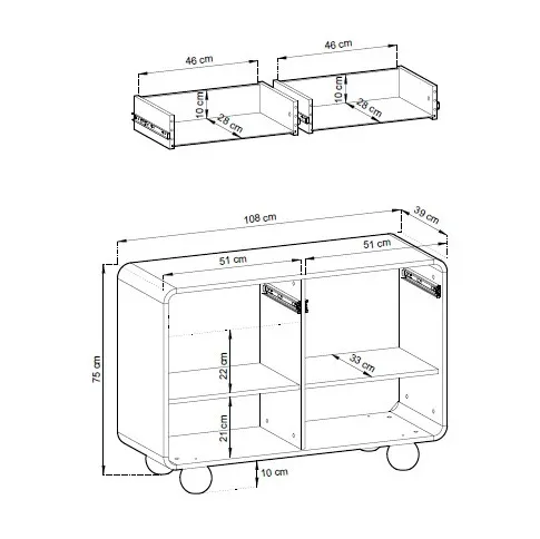 Wymiary kaszmirowej komody nowoczesnej Feviso 3X