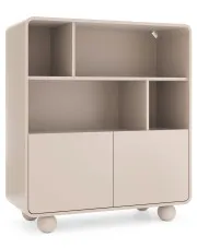 Kaszmirowy nowoczesny regał witryna z szafką - Feviso 5X w sklepie Edinos.pl