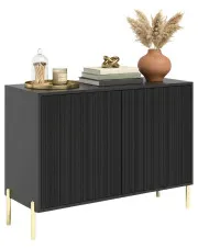 Czarna ryflowana komoda na złotych nóżkach - Murigio 4X w sklepie Edinos.pl