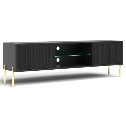 Czarna ryflowana szafka pod TV Murigio 6X