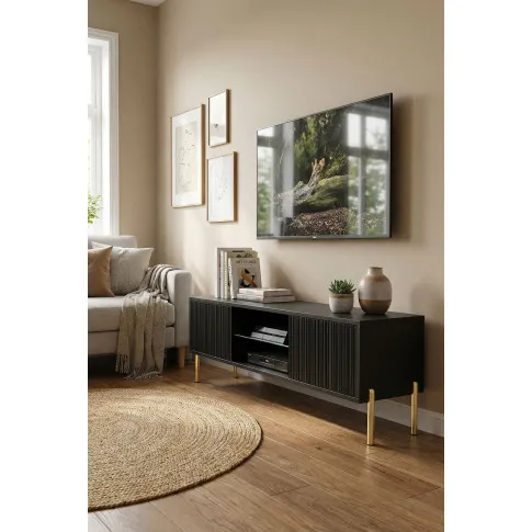 Wizualizacja czarnej szafki RTV Murigio 6X 135 cm