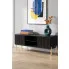 Czarna szafka RTV na złotych nóżkach Murigio