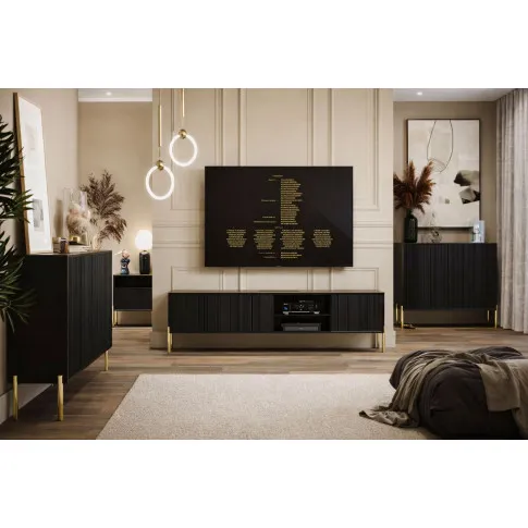 Koloekcja czarnych mebli do salonu glamour Murigio