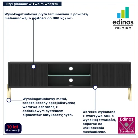 Nowoczesna czarna szafka pod TV Murigio 6X