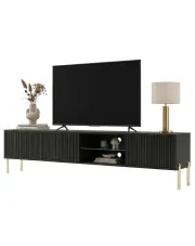Czarna szafka RTV na złotych nóżkach 175 cm - Murigio 7X w sklepie Edinos.pl