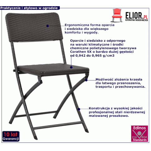 Fotografia Składane krzesła ogrodowe Ormis - 2 szt z kategorii Krzesła