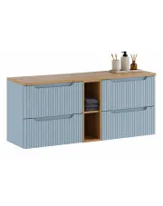 Niebieska szafka łązienkowa pod umywalkę 140 cm - Arvessi 5X w sklepie Edinos.pl