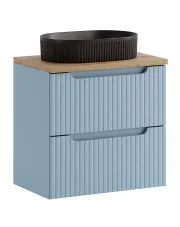 Niebieska wisząca szafka łazienkowa z umywalką - Arvessi 8X w sklepie Edinos.pl