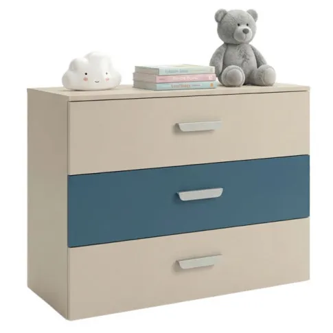 Kaszmirowa komoda do pokoju chłopca z niebieską szufladą Zimi 4X