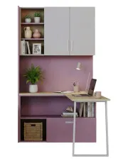 Różowy regał z narożnym biurkiem dla nastolatki kaszmir + różowy - Zimi 6X w sklepie Edinos.pl