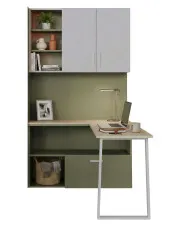 Regał z biurkiem dla nastolatka kaszmir + zielony - Zimi 6X w sklepie Edinos.pl