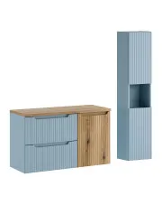 Zestaw nowoczesnych mebli łazienkowych  z koszem na pranie - Arvessi 15X w sklepie Edinos.pl