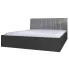 Czarne łóżko z pojemnikiem i tapicerowanym szarym zagłówkiem Ermini 3X