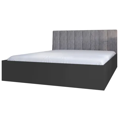 Czarne nowoczesne łóżko z szarym sztruksowym zagłówkiem Ermini 4X