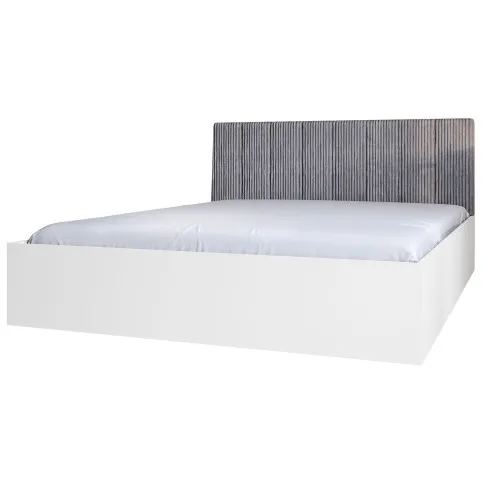 Białe łóżko z szarym sztruksowym zagłówkiem Ermini 4X