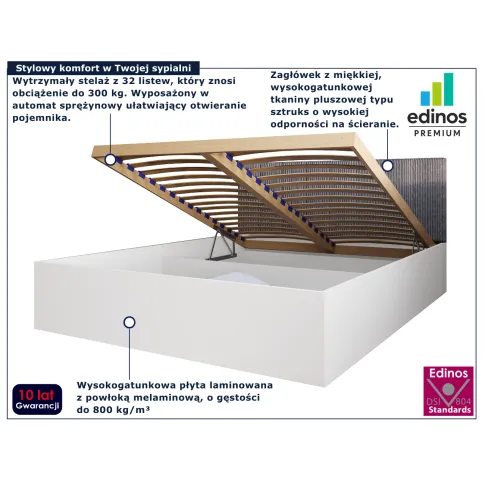 Łóżko z tapicerowanym zagłówkiem Ermini 4X białe