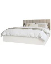 Białe łóżko z zagłówkiem tapicerowanym boucle 120x200 - Berigi 3X w sklepie Edinos.pl
