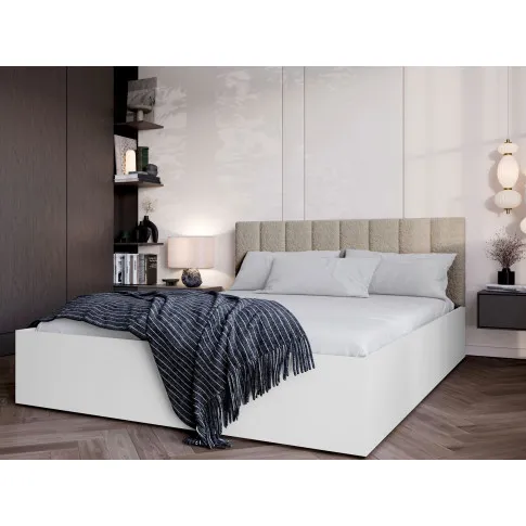 sypialnia z bialym lozkiem z miekkim zaglowkiem berigi