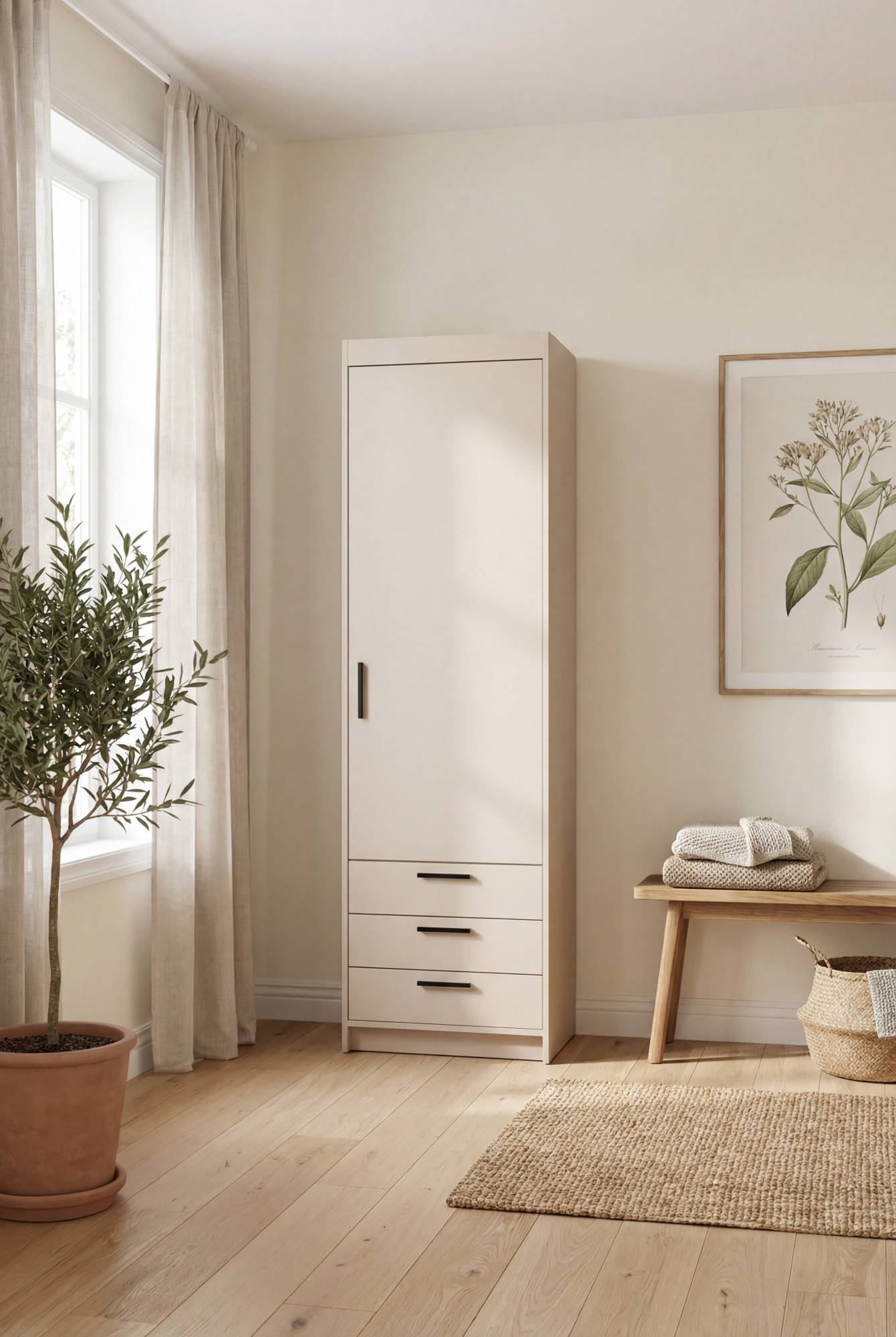 Wizualizacja wnętrza z kaszmirową szafą Parioni 3X