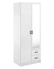 Biała minimalistyczna szafa z szufladami i lustrem - Larimox w sklepie Edinos.pl