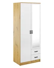 Skandynawska szafa z lustrem dąb artisan + biały - Larimox w sklepie Edinos.pl