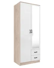 Skandynawska szafa z lustrem dąb sonoma + biały - Larimox w sklepie Edinos.pl
