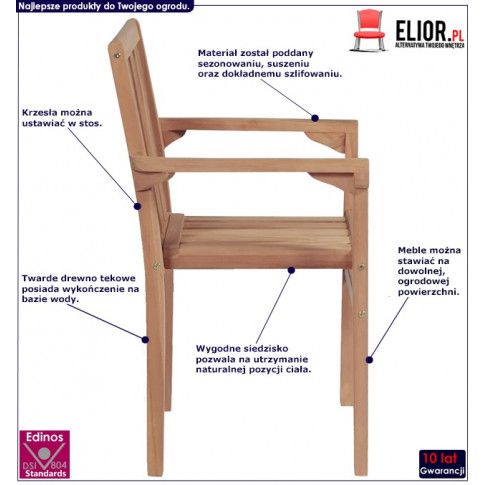 zestaw drewnianych krzeseł ogrodowych kayla infografika