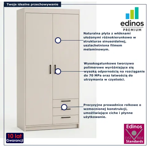 Nowoczesna szafa Perioni 7X piaskowy beż