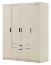 Czterodrzwiowa szafa z szufladami piaskowy beż - Parioni 10X w sklepie Edinos.pl