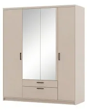 Beżowa szafa czterodrzwiowa z lustrem - Parioni 11X w sklepie Edinos.pl