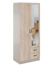 Skandynawska szafa uchylna z lustrem kaszmir + dąb sonoma - Larimox w sklepie Edinos.pl