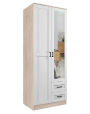 Minimalsityczna szafa uchylna z lustrem dąb sonoma + biały - Varino w sklepie Edinos.pl