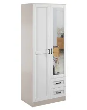 Szafa uchylna z lustrem i szufladami kaszmir + biały - Varino w sklepie Edinos.pl