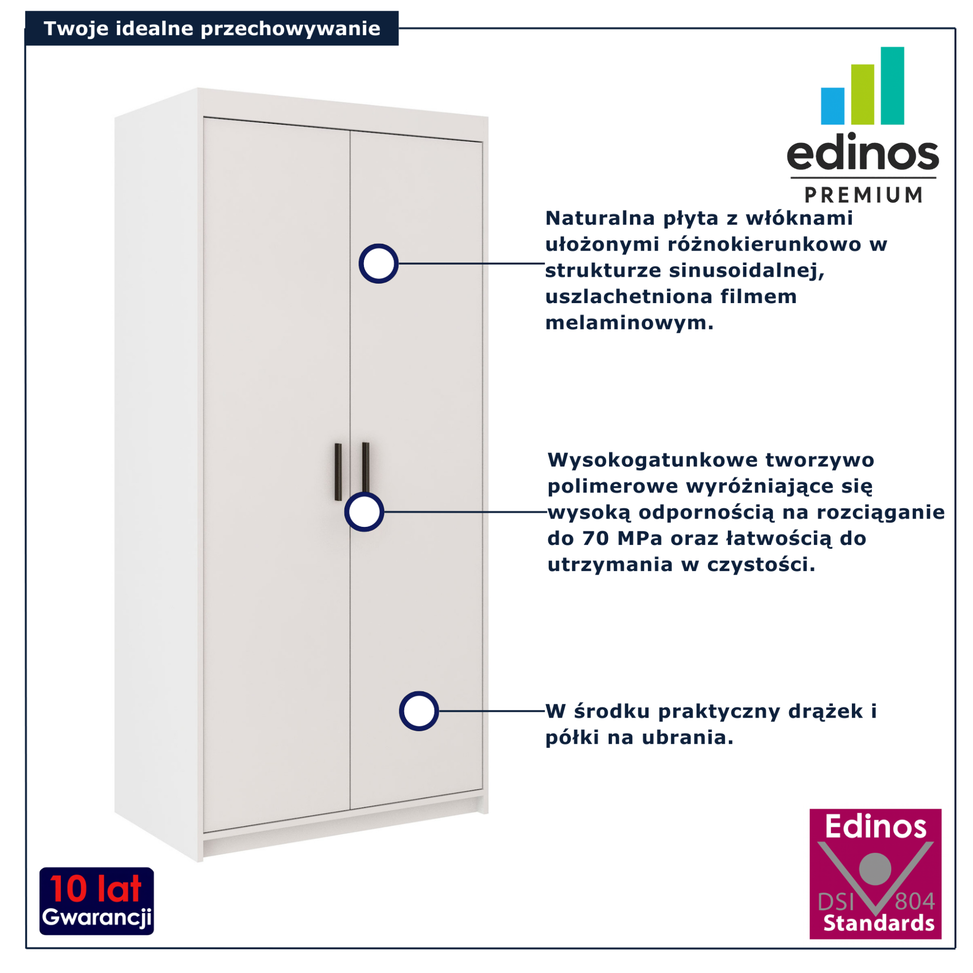 Biała szafa dwudrzwiowa Parioni 4X