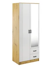 Szafa uchylna z lustrem dąb artisan + biały - Rivanox w sklepie Edinos.pl