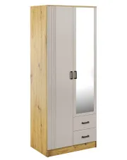 Szafa z lustrem i szufladami dąb artisan + kaszmir - Rivanox w sklepie Edinos.pl
