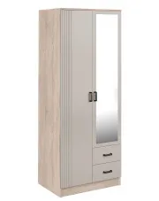 Szafa z lustrem i szufladami dąb sonoma + kaszmir - Rivanox w sklepie Edinos.pl