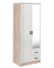 Skandynawska szafa z lustrem dąb sonoma + biały - Rivanox w sklepie Edinos.pl