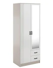 Skandynawska szafa z lustrem kaszmir + biały - Rivanox w sklepie Edinos.pl