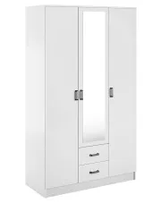 Biała trzydrzwiowa szafa z lustrem i szufladami - Montixa w sklepie Edinos.pl