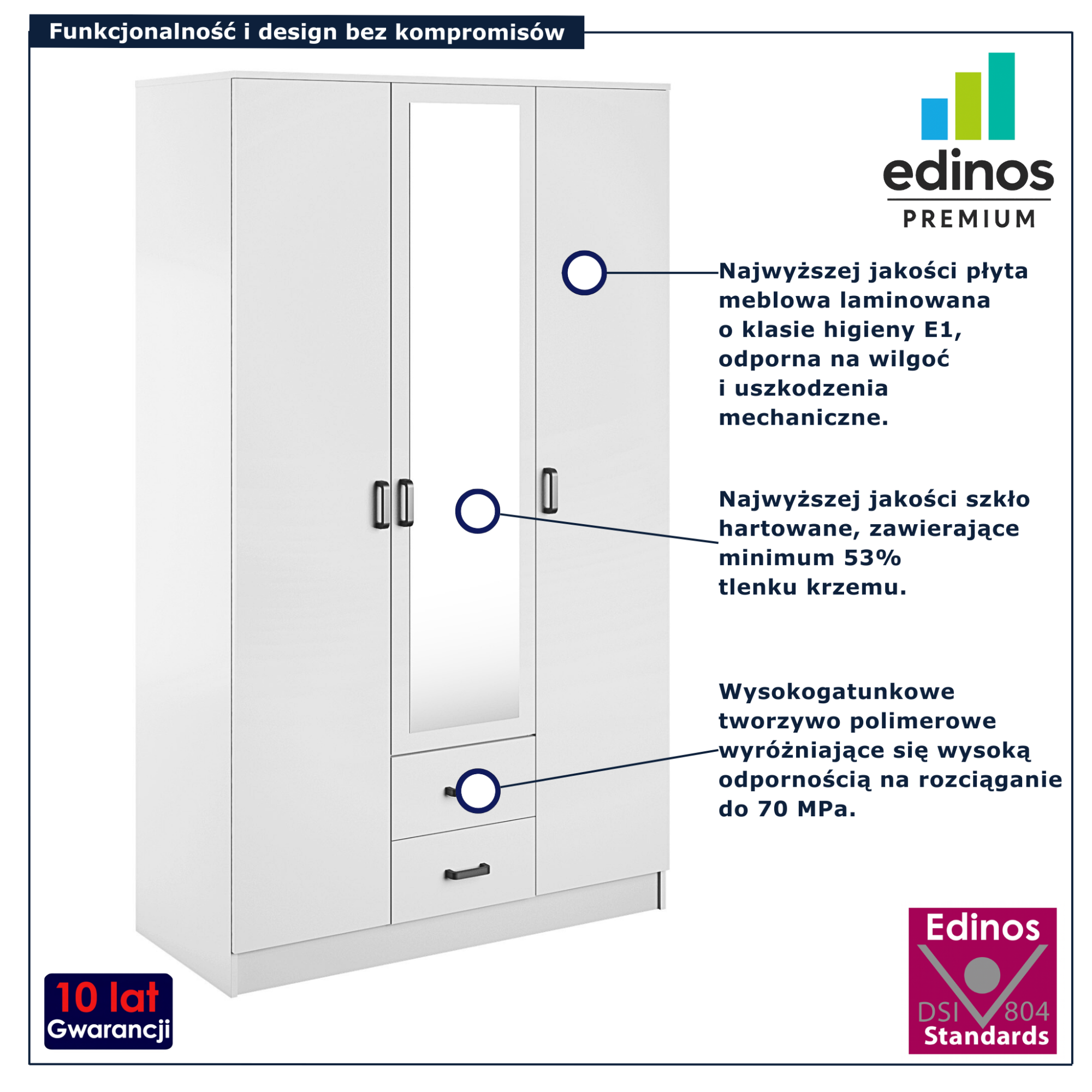 Szafa dwudrzwiowa z szufladami Montixa biały