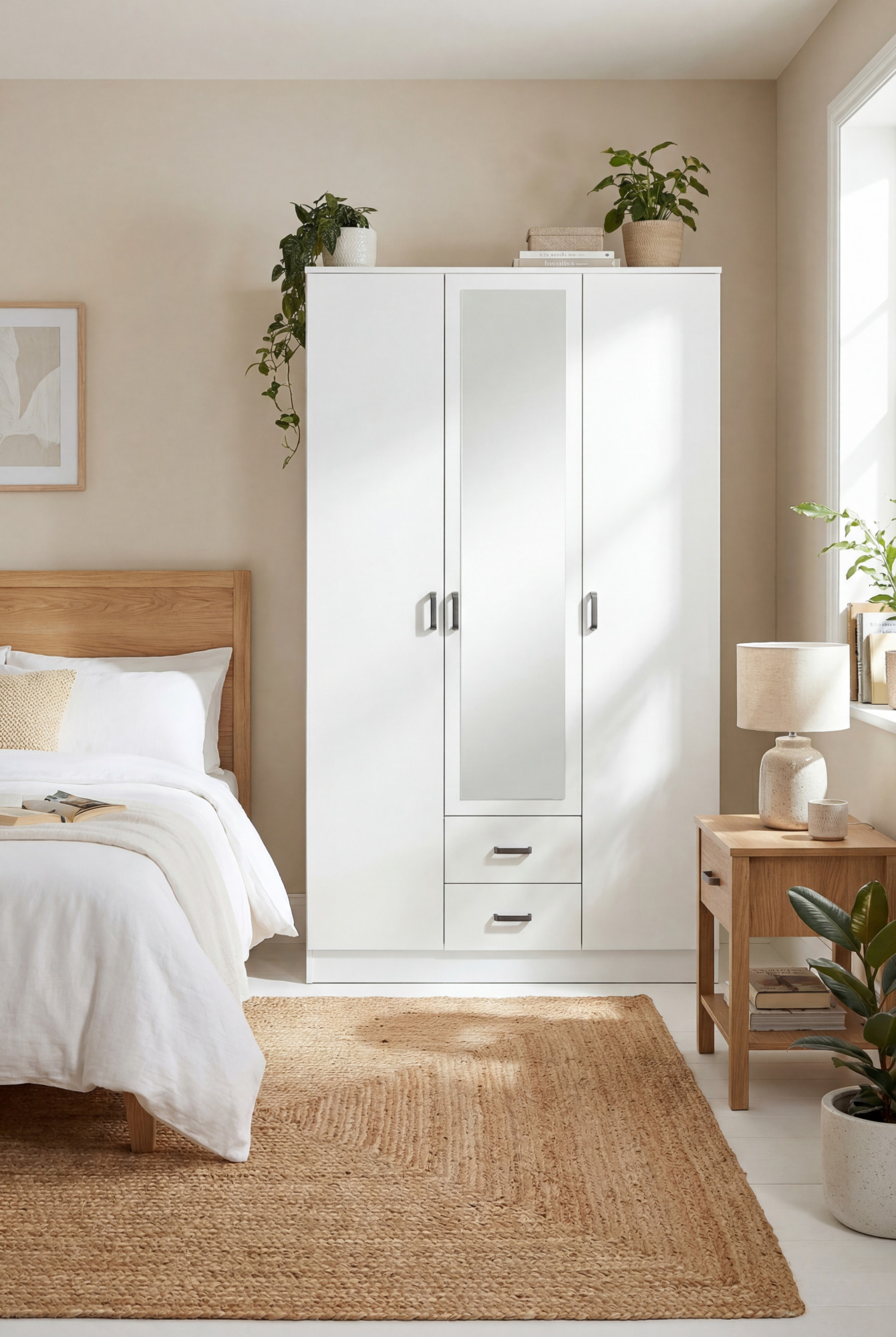 Aranżacja sypialni z wykorzystaniem białej szafy Montixa