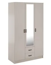 Kaszmirowa szafa trzydrzwiowa z lustrem i szufladami - Montixa w sklepie Edinos.pl