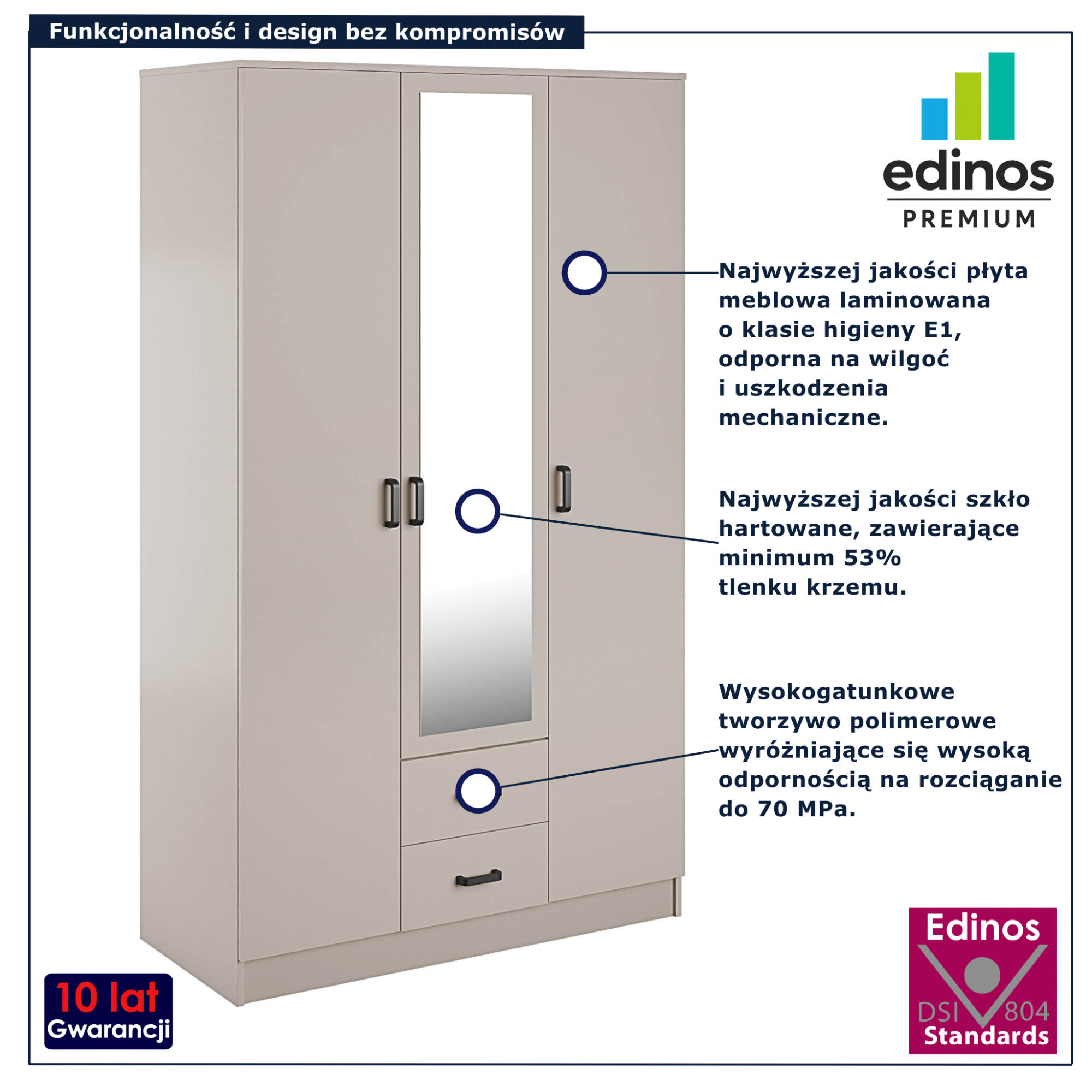 Szafa dwudrzwiowa z szufladami Montixa biały