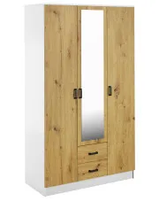 Skandynawska szafa trzydrzwiowa biały + dąb artisan - Montixa w sklepie Edinos.pl