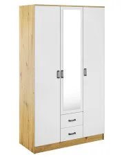 Trzydrzwiowa skandynawska szafa z lustrem dab artisan + biały - Montixa w sklepie Edinos.pl