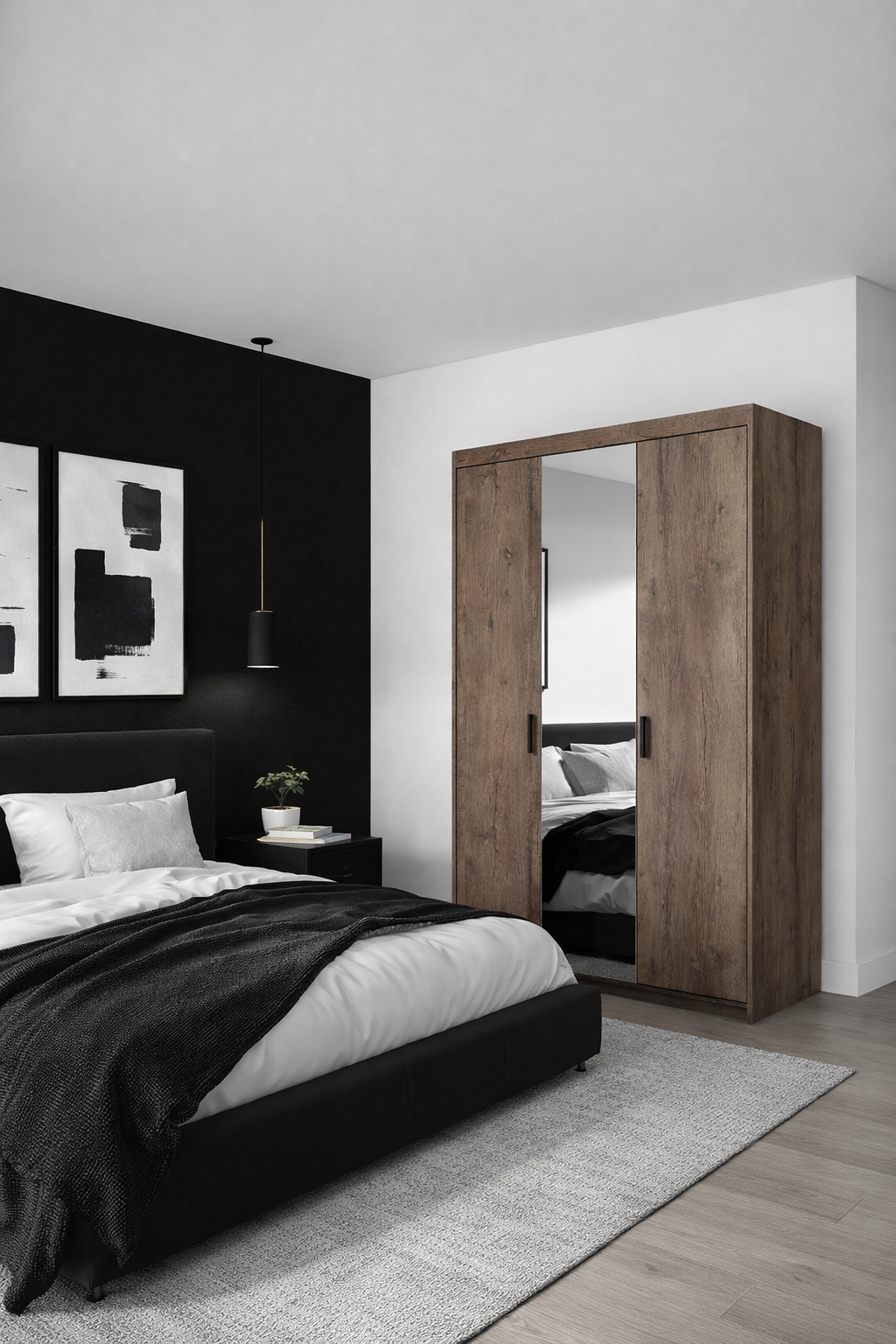 Szafa trzydrzwiowa z lustrem na ubrania dąb lefkas Parioni 9X