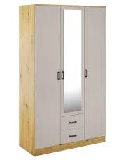 Trzydrzwiowa szafa z lustrem dąb artisan + kaszmir - Montixa w sklepie Edinos.pl